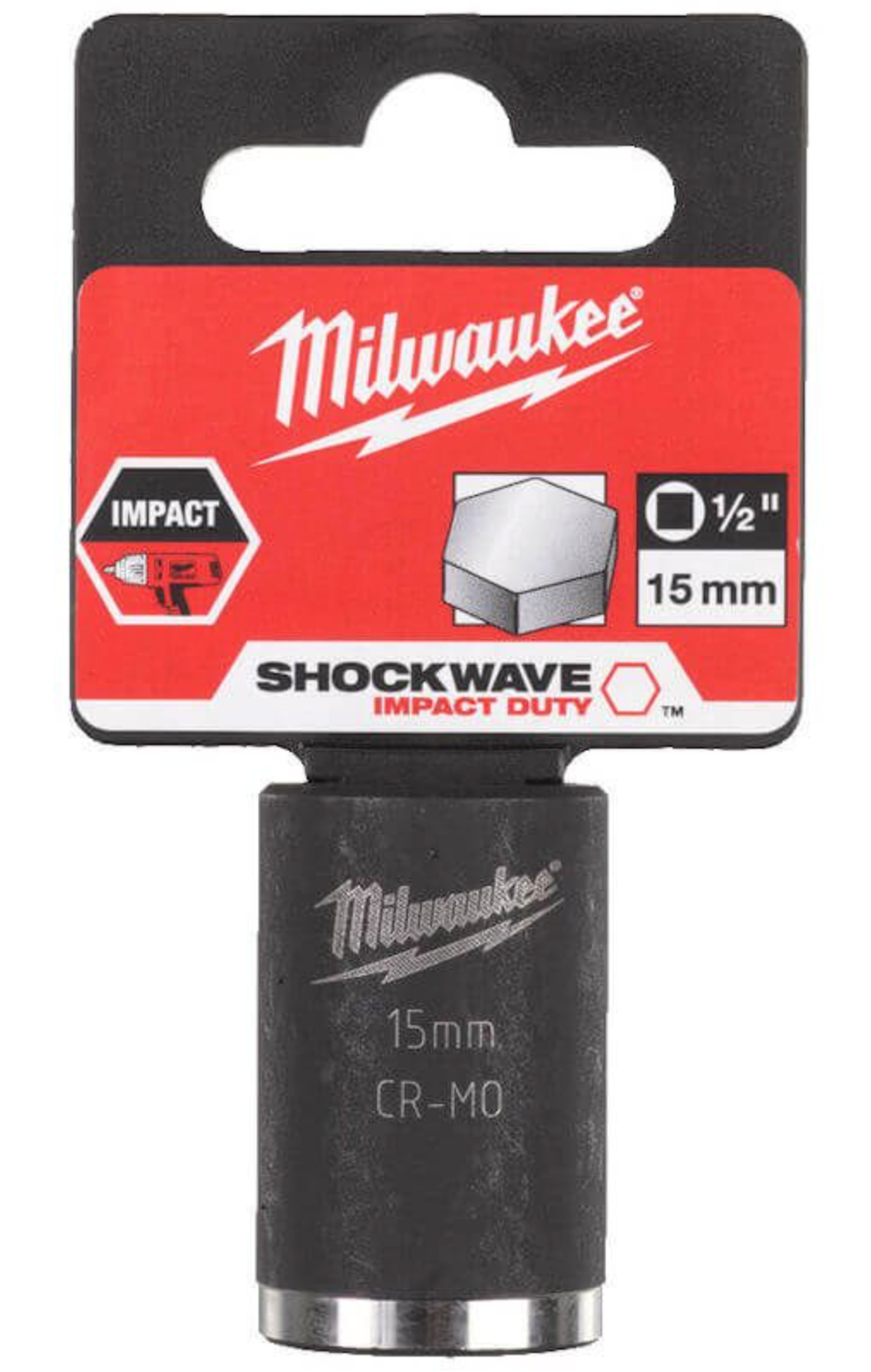 Milwaukee 1/2 inch Impact socket short shockwave 15mm