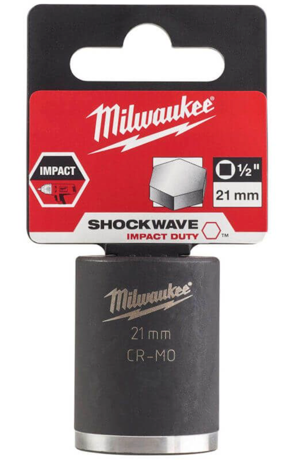 Milwaukee 1/2 inch Impact socket short shockwave 21mm
