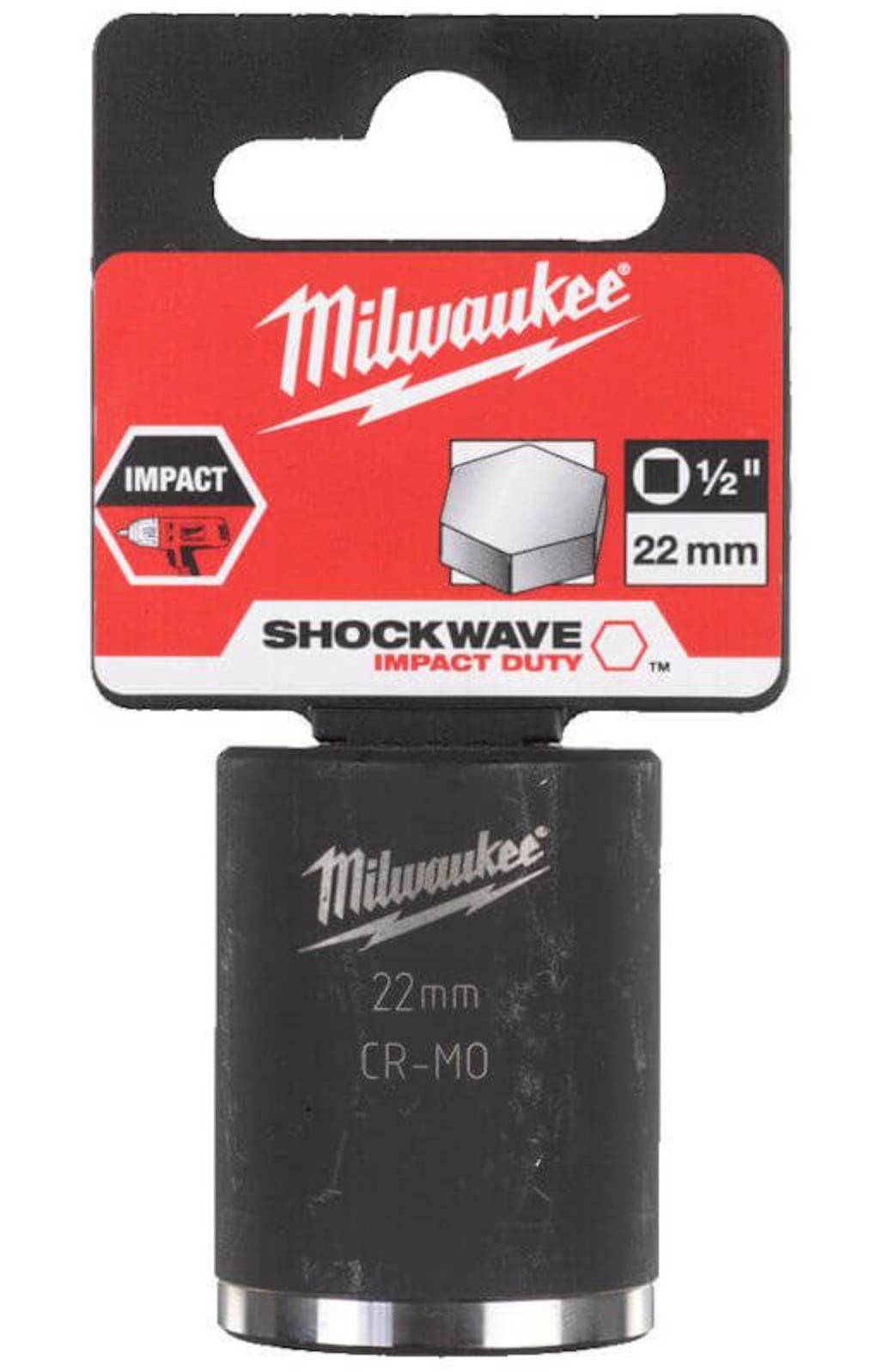 Milwaukee 1/2 inch Impact socket short shockwave 22mm