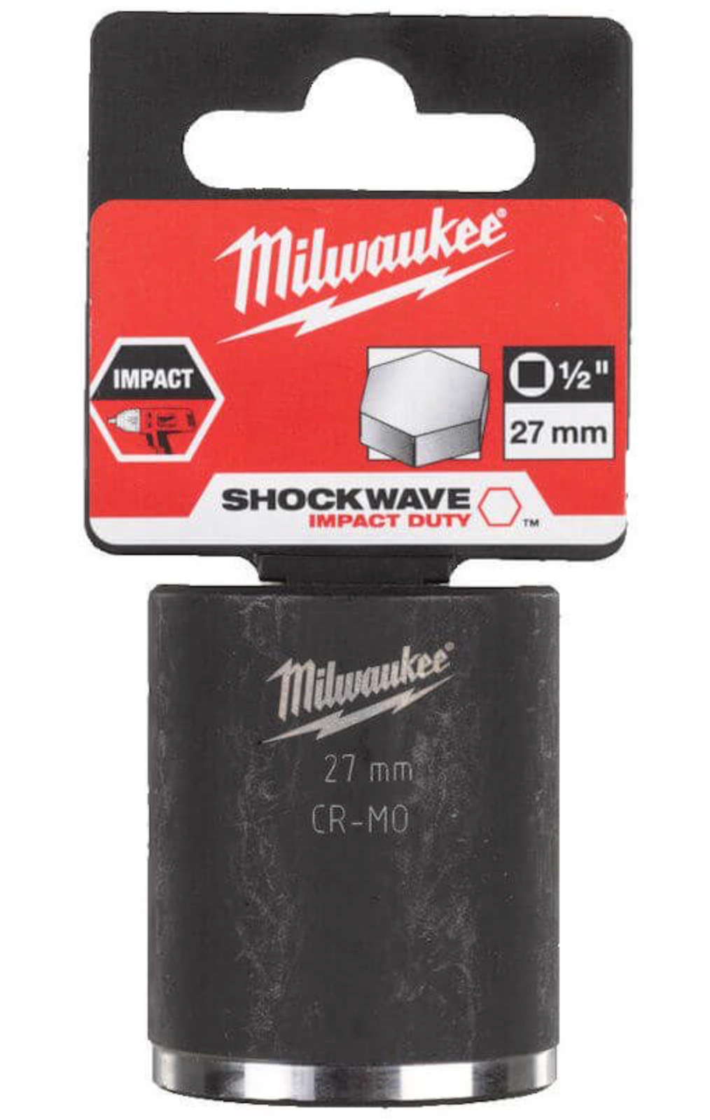 Milwaukee 1/2 inch Impact socket short shockwave 27mm
