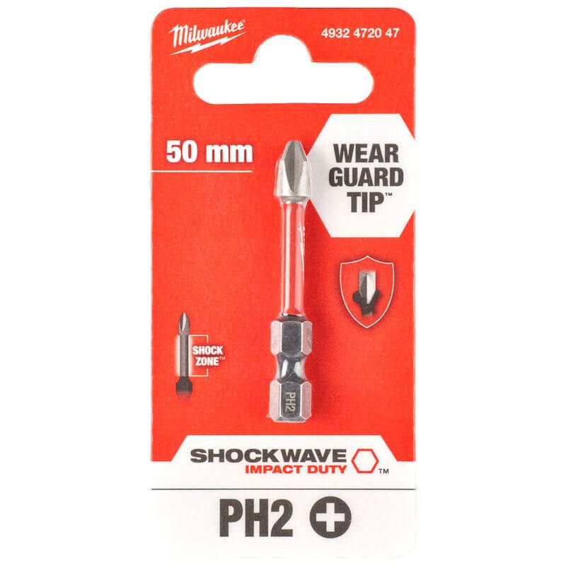 MILWAUKEE SHOCKWAVE IMPACT DUTY PH2 X 50MM SCREWDRIVING BIT