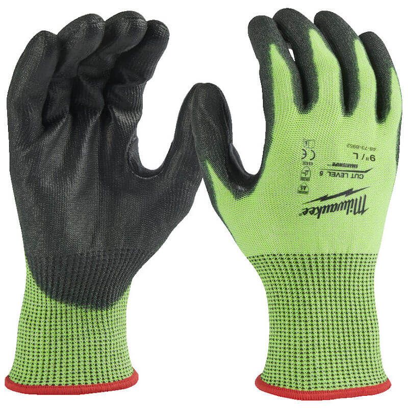 MILWAUKEE SIZE 9 (L) HI-VIS CUT LEVEL E GLOVES