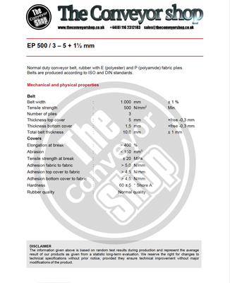 800mm (32 inch) wide Ep500/3 5+1.5mm Y grade covers