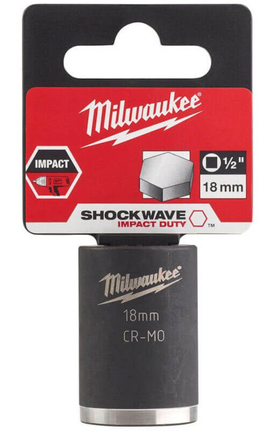 Milwaukee 1/2 inch Impact socket short shockwave 18mm