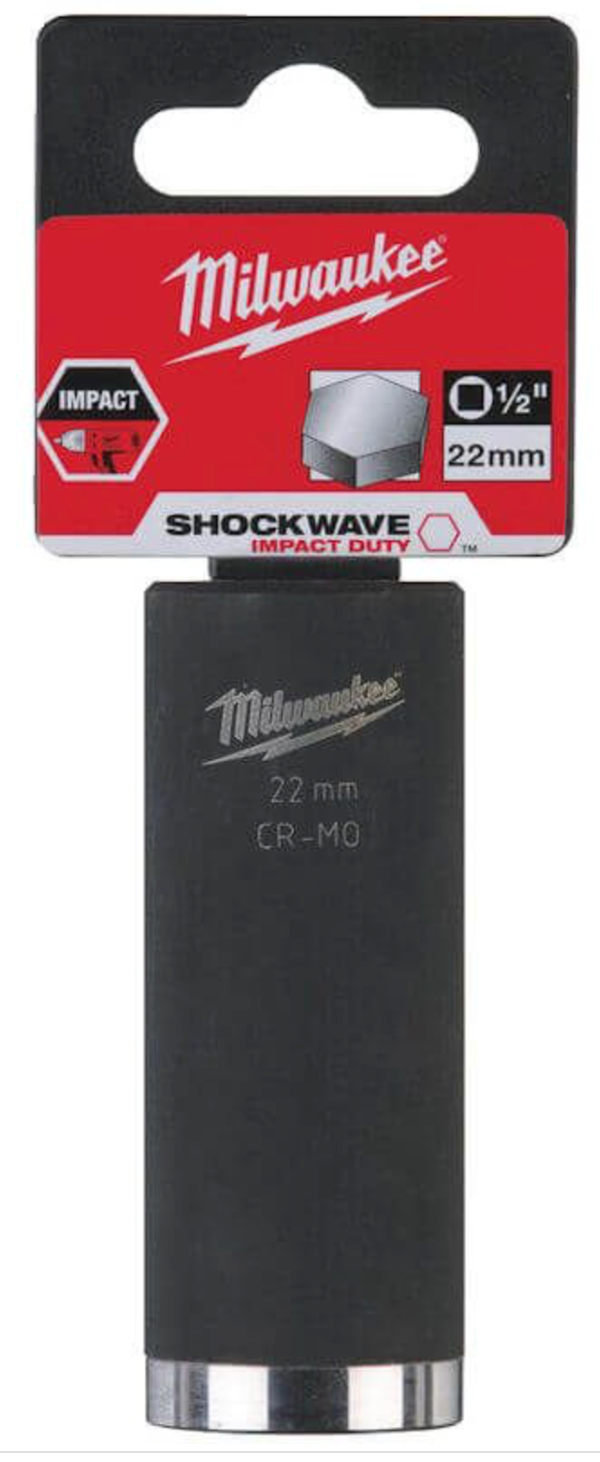 Milwaukee 1/2 inch Impact socket deep shockwave 22mm