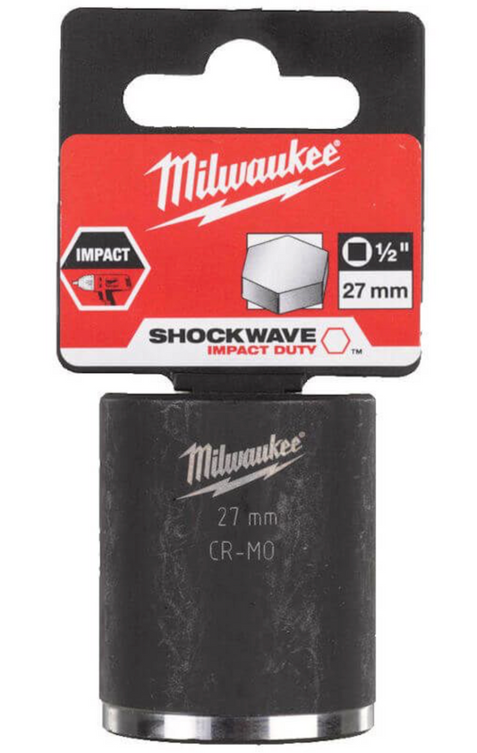 Milwaukee 1/2 inch Impact socket short shockwave 27mm