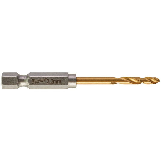Milwaukee 3.2mm Red Hex - Shockwave Titanium Metal Drill Bits