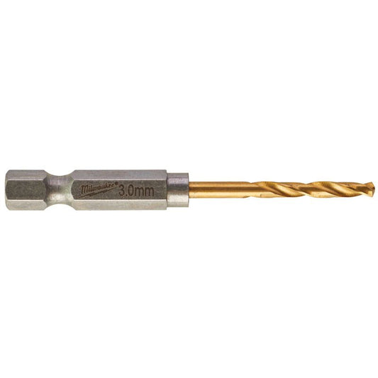 Milwaukee 3.0mm Red Hex - Shockwave Titanium Metal Drill Bits
