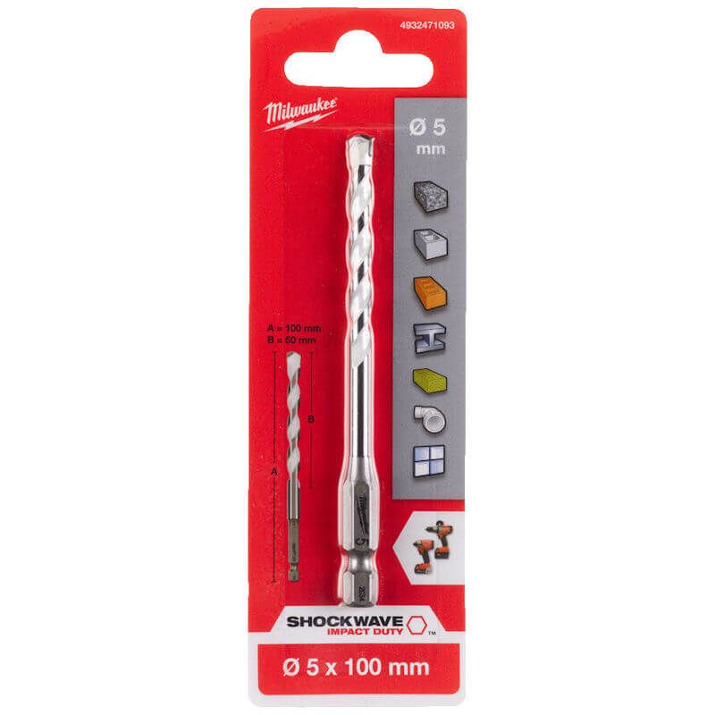 Milwaukee Multi Material Drill Bit 5.0mm x 90mm