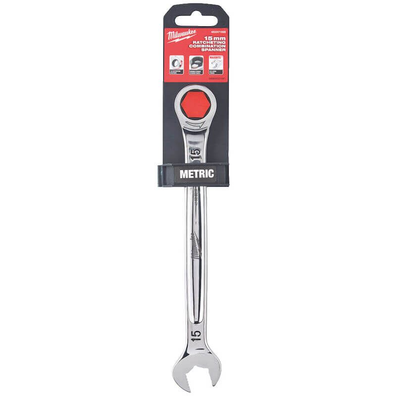 MILWAUKEE 15MM MAXBITE RATCHETING COMBINATION SPANNER