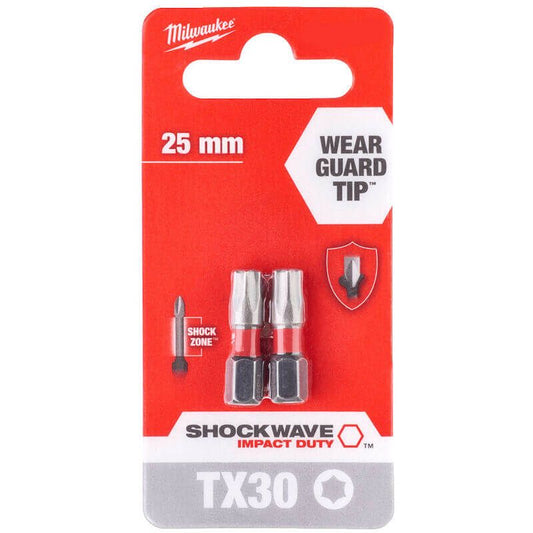 MILWAUKEE SHOCKWAVE IMPACT DUTY TX30 X 25MM SCREWDRIVING BITS