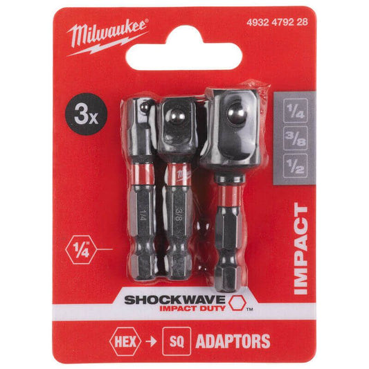 MILWAUKEE 3 PIECE SHOCKWAVE IMPACT DUTY ADAPTOR SET