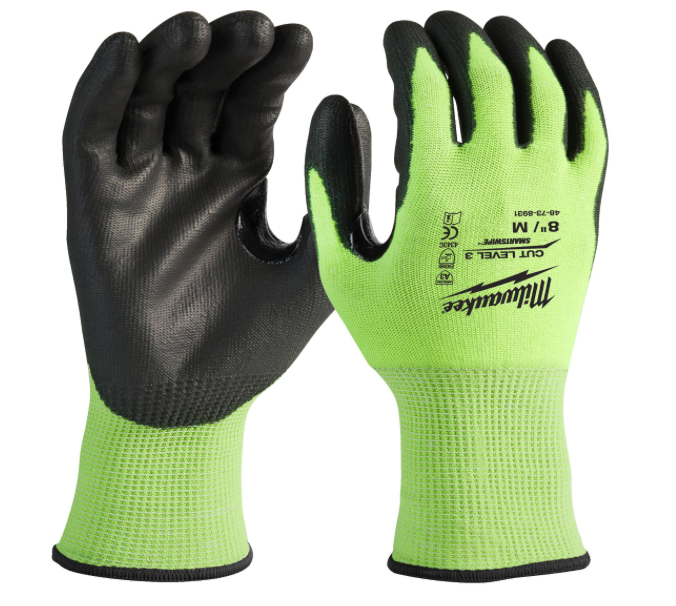Milwaukee Hi-VIS work Gloves size 9 cut Level C