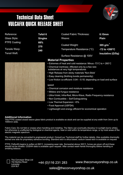 Vulcafix Quick Release Sheet