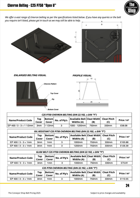 1200mm wide (48inch ) C25 chevron Ep400/3 3+1mm Y grade covers