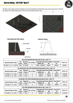 1000mm wide (40inch ) C25 chevron Ep400/3 3+1mm Y grade covers