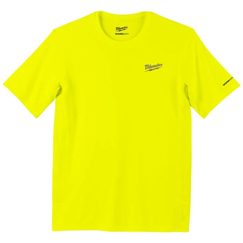 MILWAUKEE LARGE HIGH VISIBILITY YELLOW SHORT SLEEVE WORKSKIN WARM WEATHER PERFORMANCE T-SHIRT